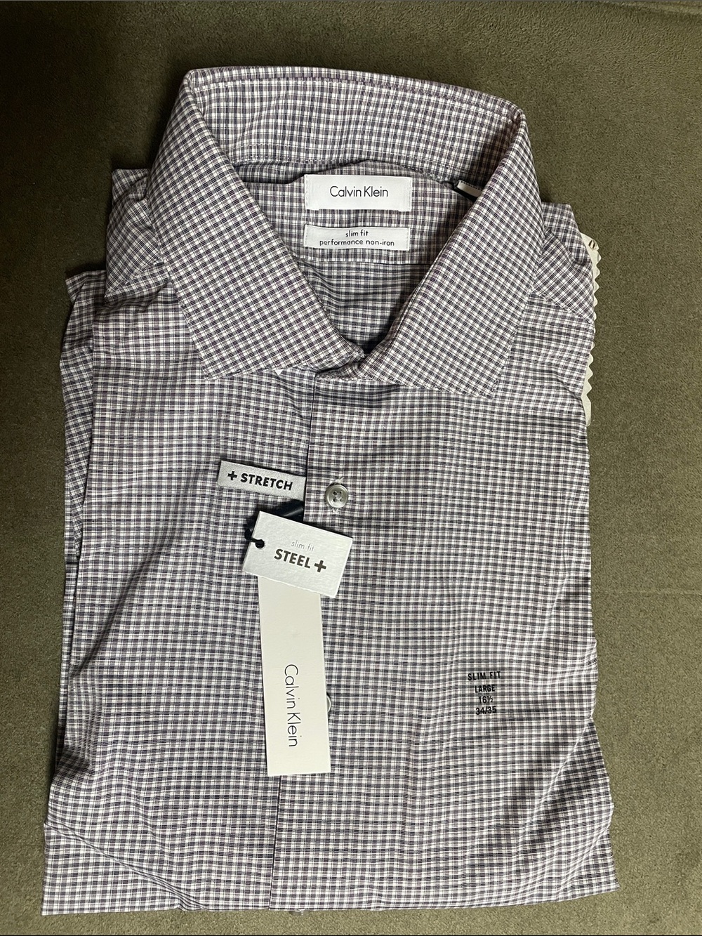 Calvin Klein Steel Stretch Slim-Fit long sleeves Dress Shirt - Grey